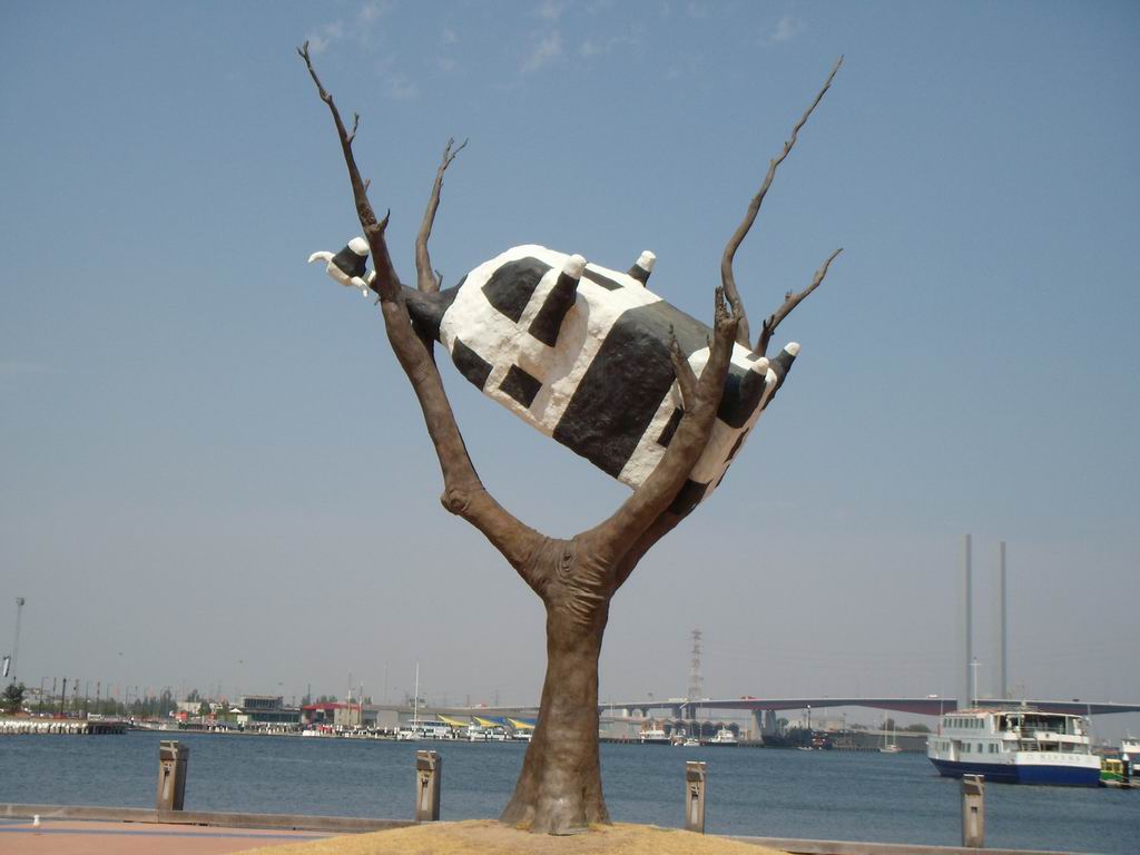 ...una mucca tra gli alberi...