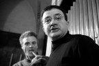 Ottobre 2008, Melzo (MI) Maurizio Mancino (in primo piano) direttore d'orchestra e organista e Valter Biella suonatore di Baght (strumento a fiato della tradizione bergamasca simile alla cornamusa) al termine di un concerto.