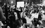 Manifestazione di cordoglio e protesta in occasione dell'uccisione del ragazzo italiano di colore Abdul "Abba" Guibre da parte di un gestore di un bar a Milano. La foto ritrae alcuni amici del ragazzo.