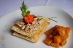 Mille foglie di sgombro e finocchina con dadolata di zucca Mille foglie di sgombro e finocchina con dadolata di zucca