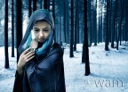 figura femminile nel bosco d'inverno