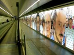 Metropolitana di Napoli - Linea 1 - Stazione di Montecalvario sui Quartieri Spagnoli. Allestimenti e decorazioni realizzati con foto di Oliviero Toscani.