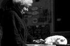 The old lady and the cat. The old lady and the cat.