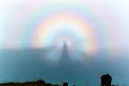 Su una scogliera nel nord dell'Islanda, ho visto improvvisamente questa strana cosa, quella al centro del cerchio iridescente forse  la mia ombra sulla nebbia. La foto non  un granch, ho appena avuto il tempo di puntare e scattare, ma voi avete mai visto qualcosa di simile?