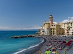 Vista della spiaggia di Camogli