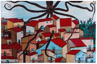 La piovra sui rioni di Palermo - 70x100 - olio su tela.jpg
